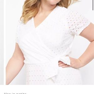 NWT Lane Bryant Bridal White Ruffle-Hem Eyelet Fit & Flare Dress Sz 14/16